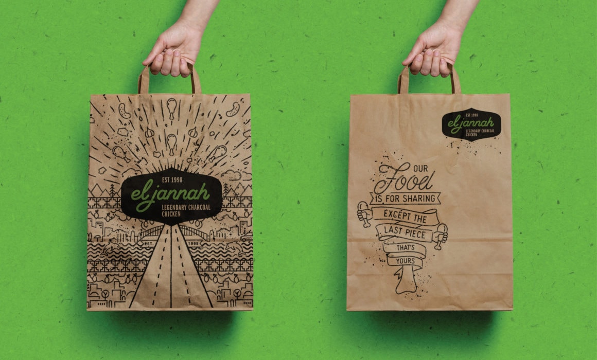 El Jannah Charcoal Chicken Restaurant Takeaway Bag Packaging