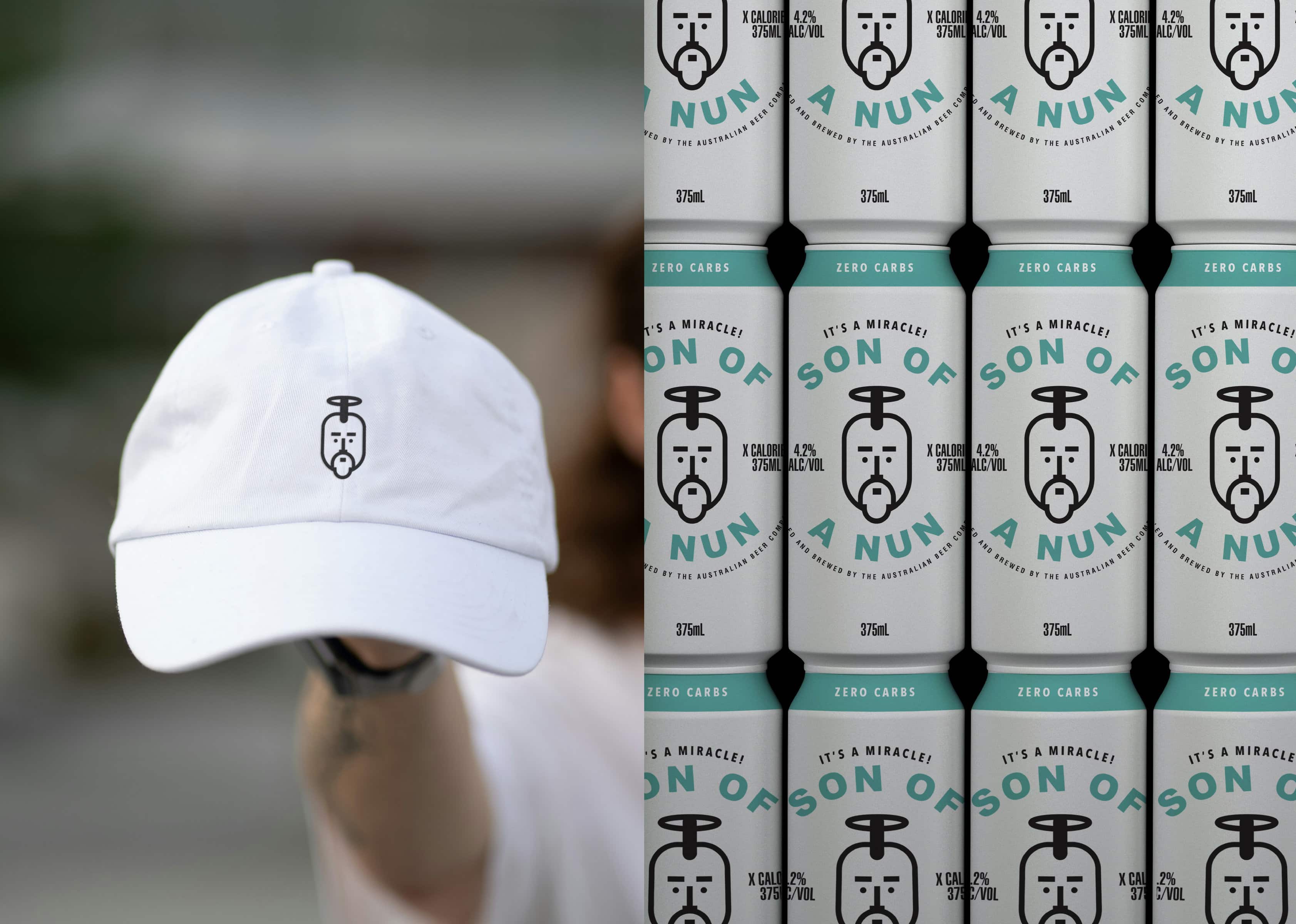 Son of a Nun Beer Brand Development Hat Cans