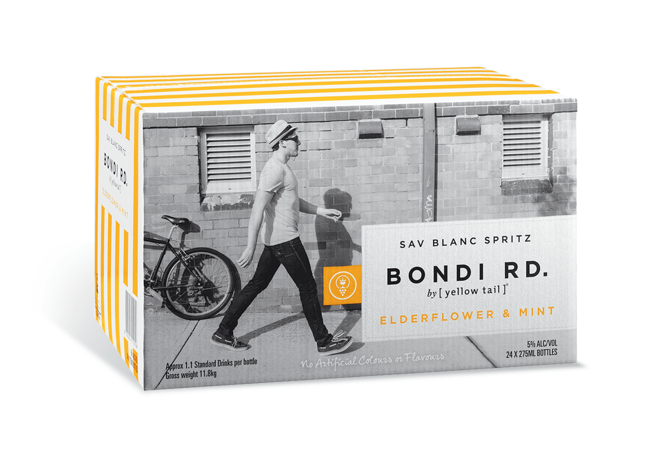 Bondi Road Shipper The brand world extends seamlessly into transit and retail-ready formats, creating standout beyond the single bottle.